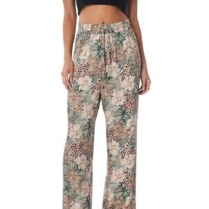 Revolve Lita by Ciara Fluid Print Tie Waist Pants in Animal Floral Milk size XXS